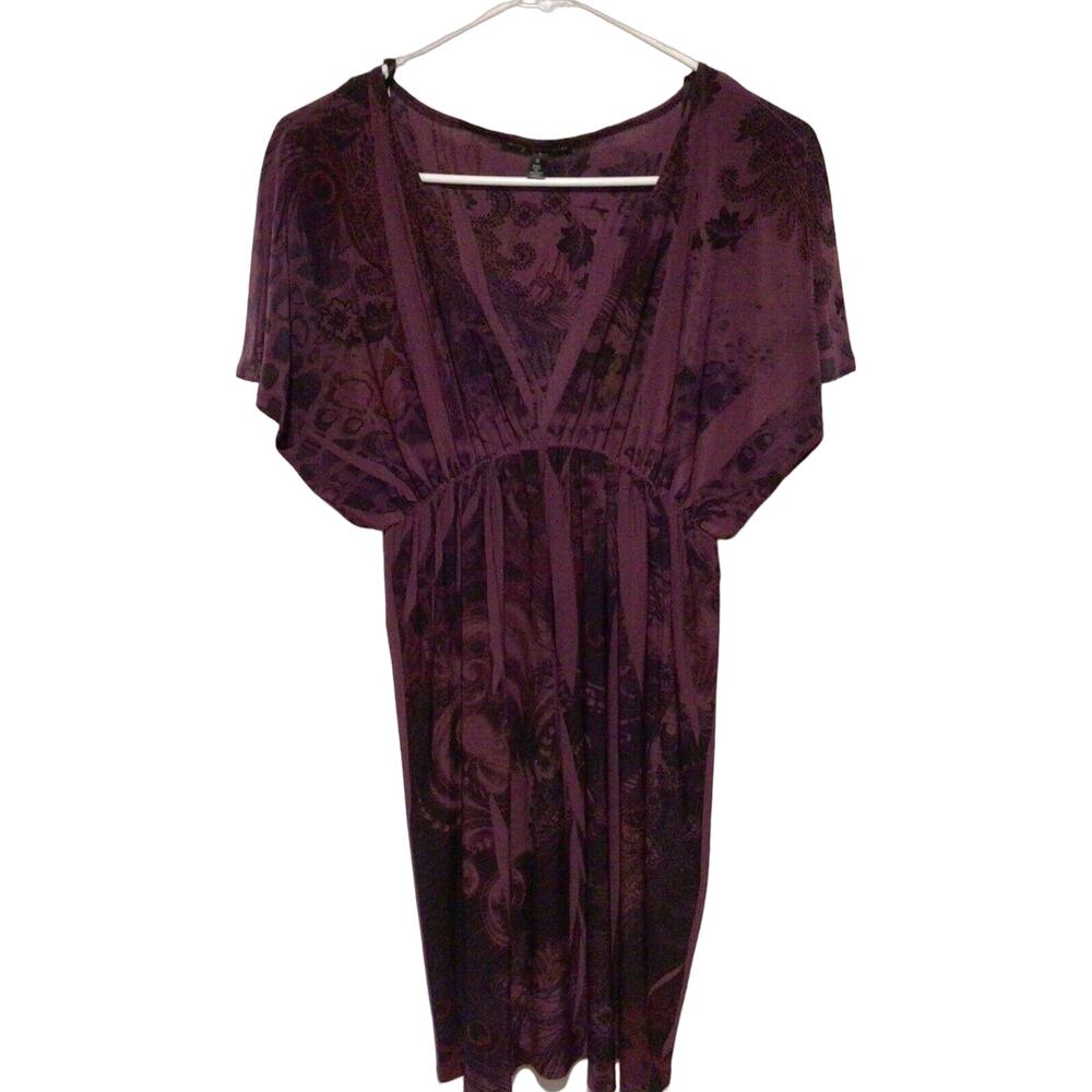 City Triangles Women's Purple Paisley Stretch Pullover Dress Size Small